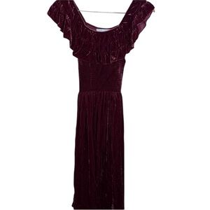 Hill House Ellie Nap Maroon Silk Velvet Dress Women Size S